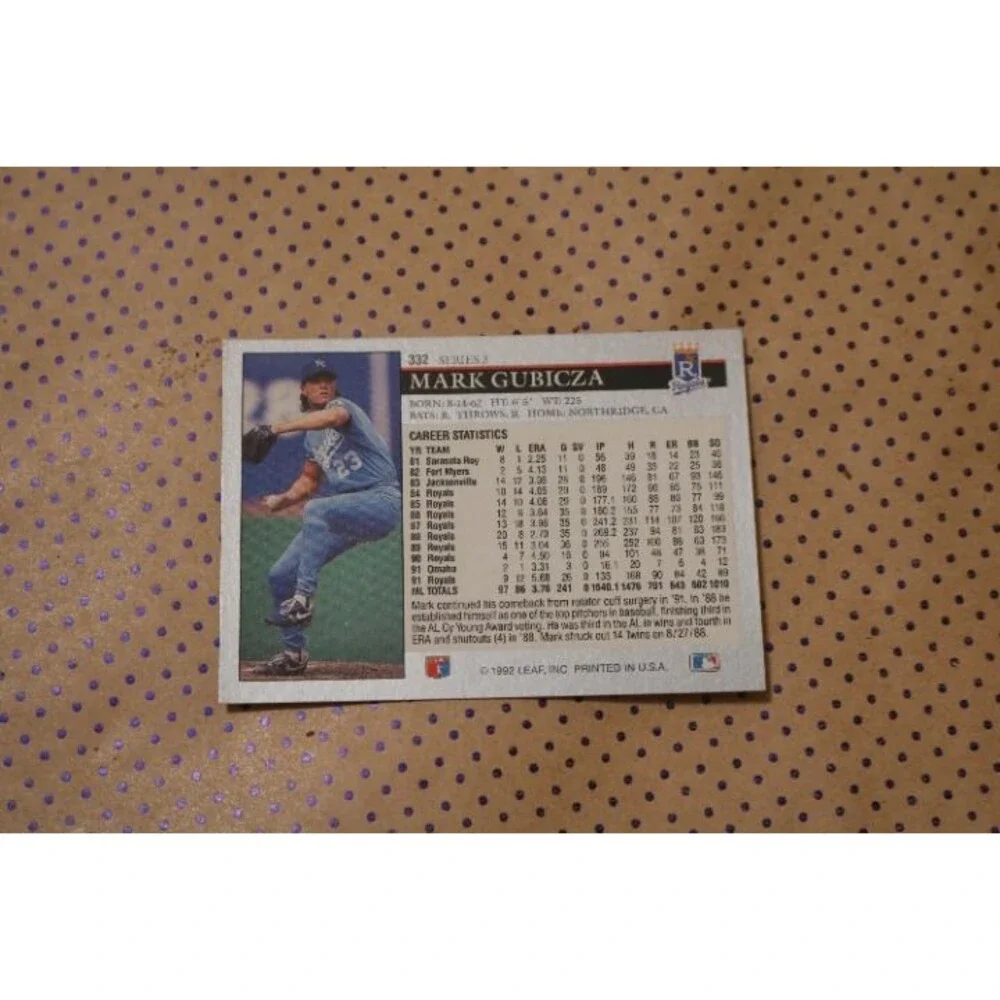 Mark Gubicza #332 Baseball Card (1992)
